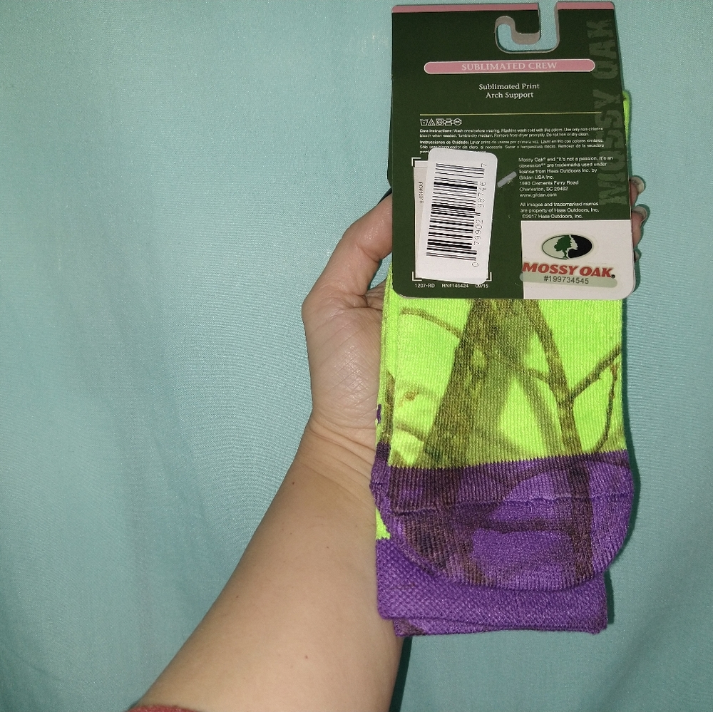 Mossy Oak Women's Socks Sublimated Crew Arch Support 7-10.5 NWT camo camouflage - Picture 2 of 3
